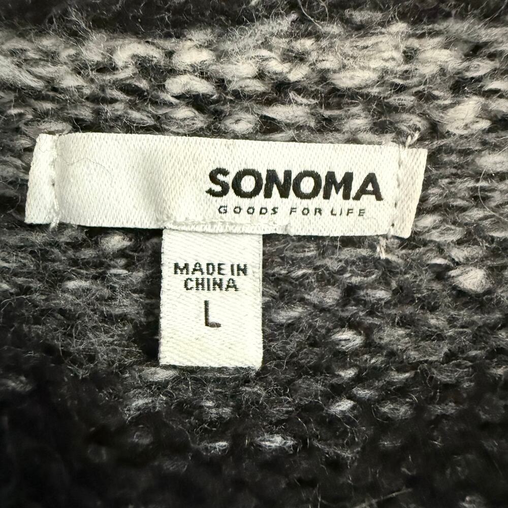 Sonoma Flyaway‎ Duster Open Front Black White Stripe Cardigan Size Large - Picture 7 of 8
